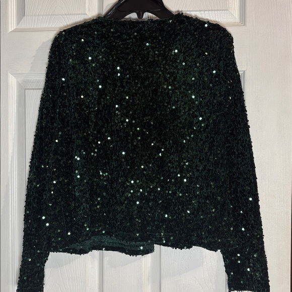 Nina Leonard Dark Green Sequin Jacket - Picture 7 of 8